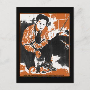 Carte Postale HARRY HOUDINI Illustration d'art noir et orange