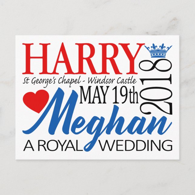 Carte Postale Harry & Meghan Mariage, 19 mai 2018 (Devant)
