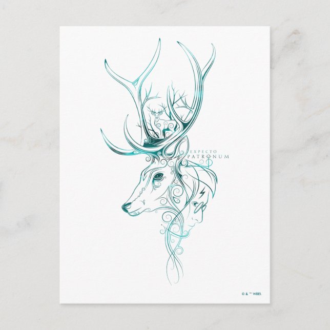 Carte Postale Harry Potter | Aguamenti EXPECTO PATRONUM™ Cerf (Devant)