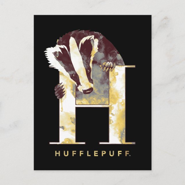 Carte Postale Harry Potter | Aquarelle Badger HUFFLEPUFF™ (Devant)