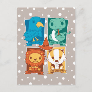 CARTE POSTALE HARRY POTTER™   CARTOON HOGWARTS™ MAISONS