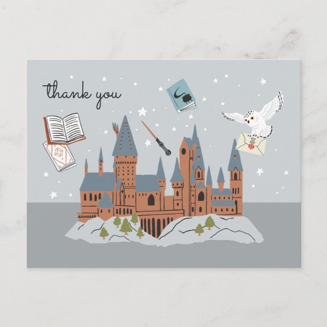 Carte Postale Harry Potter Château de Poudlard Baby Shower Merci (Devant)
