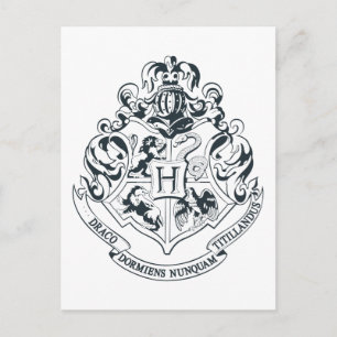 Carte Postale Harry Potter   Cimier de Poudlard - noir et blanc