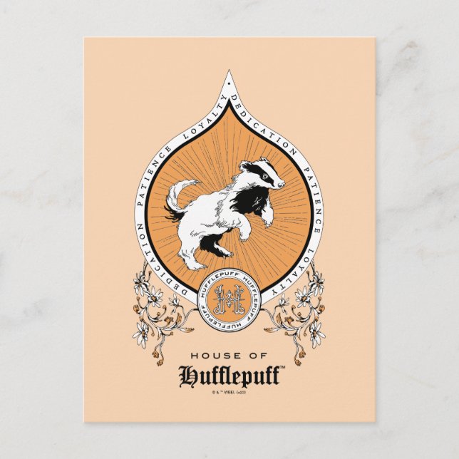 Carte Postale HARRY POTTER™ | Dessin délicat Blason de POUFFSOUR (Devant)