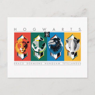 Carte Postale Harry Potter | Emblèmes des Maisons de Poudlard