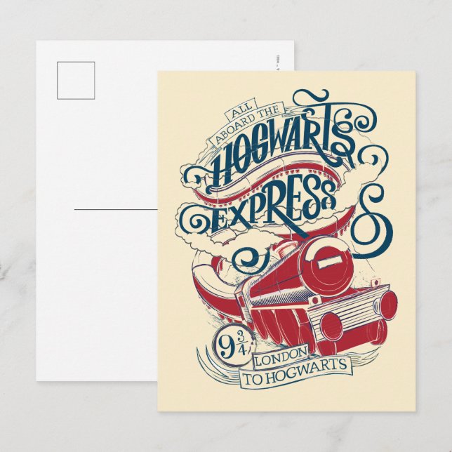 Carte Postale Harry Potter | Hogwarts Express Typography (Devant / Derrière)