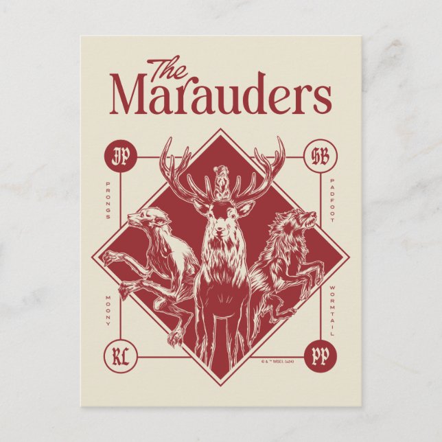 Carte Postale HARRY POTTER™ Les Marauders Animagus Graphisme (Devant)