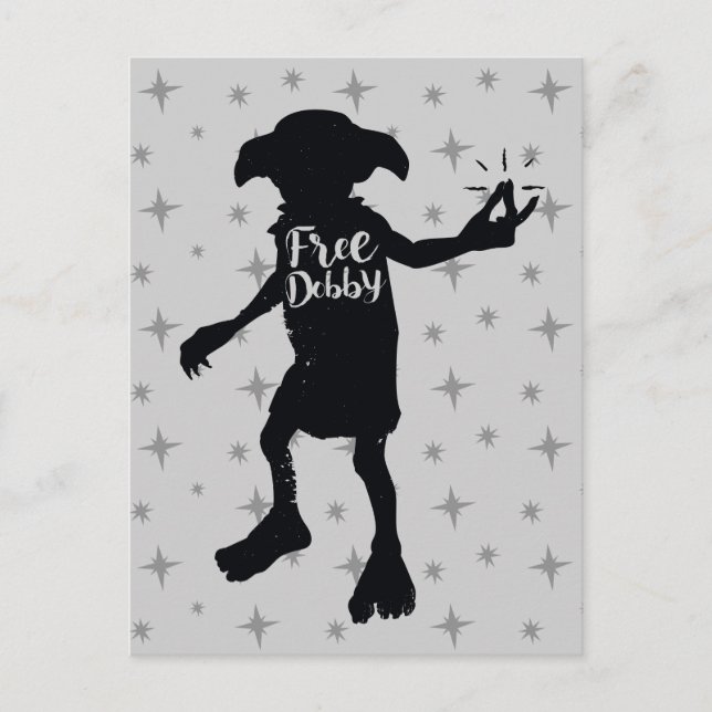 Carte Postale Harry Potter | "Libre Dobby" Typographie en silhou (Devant)