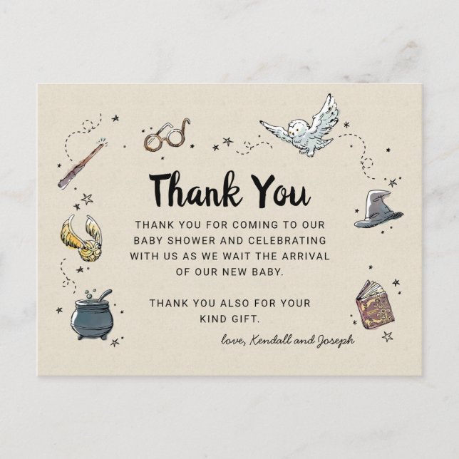 Carte Postale Harry Potter | Remerciements pour la Baby Shower (Devant)