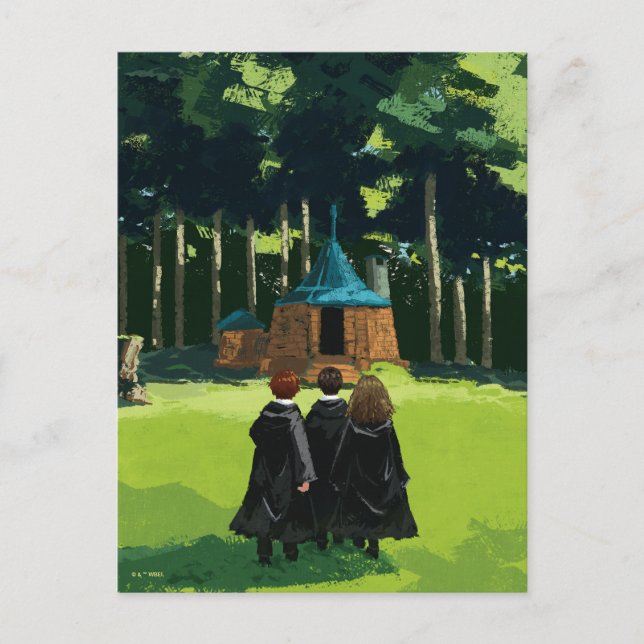 Carte Postale HARRY POTTER™, Ron, & Hermione à Hagrid's Hut (Devant)