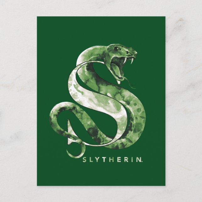 Carte Postale Harry Potter | SLYTHERIN™ Serpent Aquarelle (Devant)