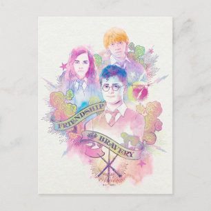Carte Postale Harry Potter Spell   Harry, Hermione et Ron Waterc