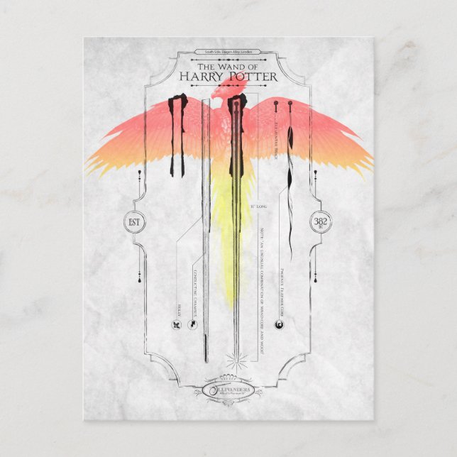 Carte Postale Harry Potter Spell | Harry's Wand Infographic (Devant)
