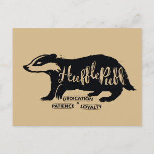 Carte Postale Harry Potter  Typographie silhouette de HUFFLEPUFF