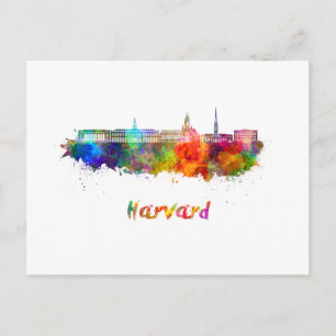 Carte Postale Harvard skyline in watercolor