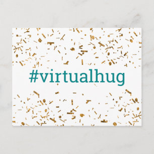 Carte Postale Hashtag turquoise Virtual Hug Gold Faux Confetti