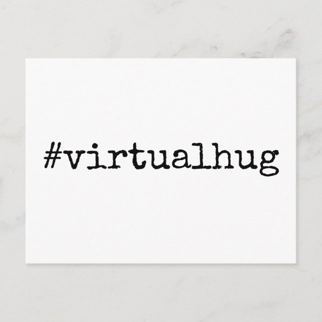 Carte Postale Hashtag Virtual Hug noir et blanc (Devant)