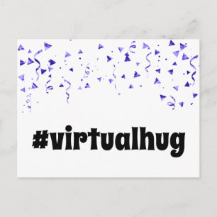 Carte Postale Hashtag Virtual Hug sur Fun Font avec Blue Confett