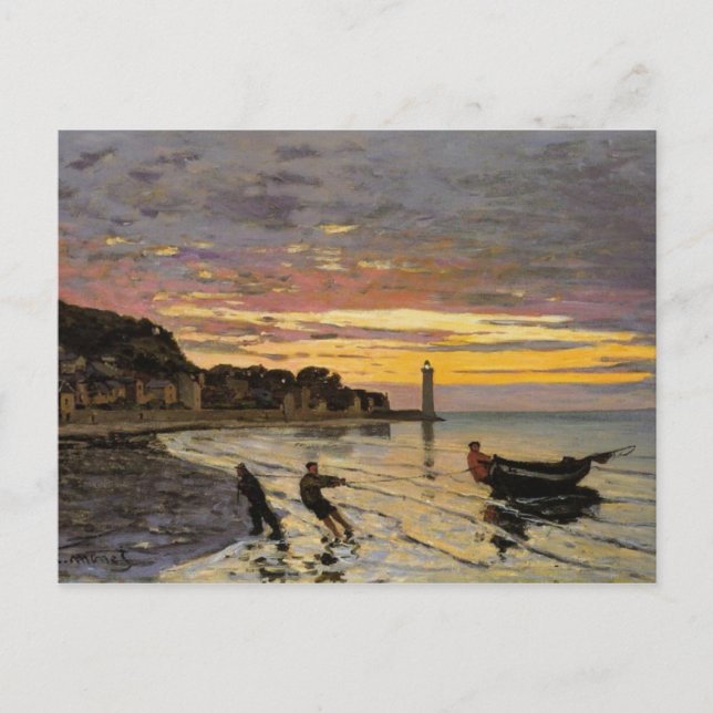 Carte Postale Hauling a Boat Ashore, Honfleur by Claude Monet (Devant)
