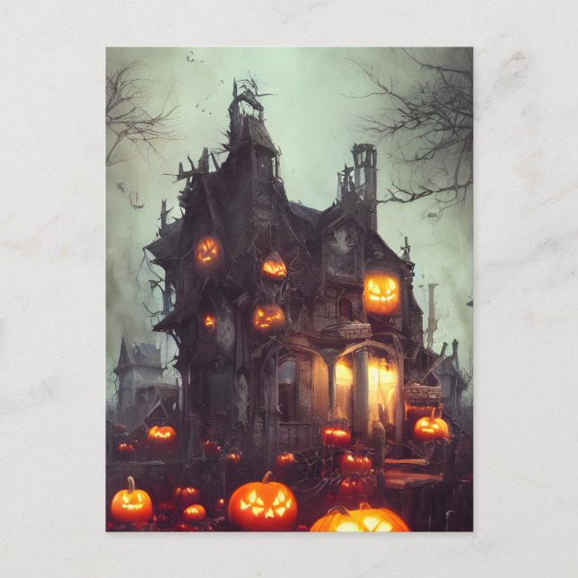 Carte postale Haunted Halloween House AI Generated (Devant)