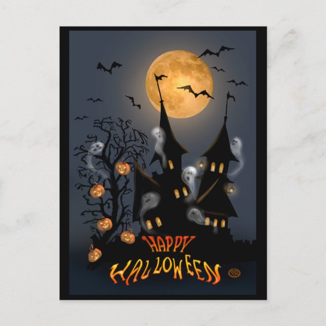 Carte postale Haunted Halloween Night Vampire Cast (Devant)