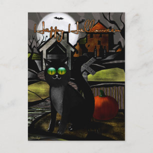 Carte Postale Haunted Hills Folk Art HALLOWEEN