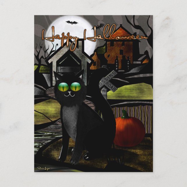 Carte Postale Haunted Hills Folk Art HALLOWEEN (Devant)