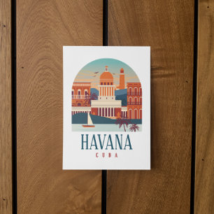 Carte Postale Havana Cuba Île Vintage Minimal Retro City