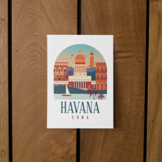 Carte Postale Havana Cuba Île Vintage Minimal Retro City