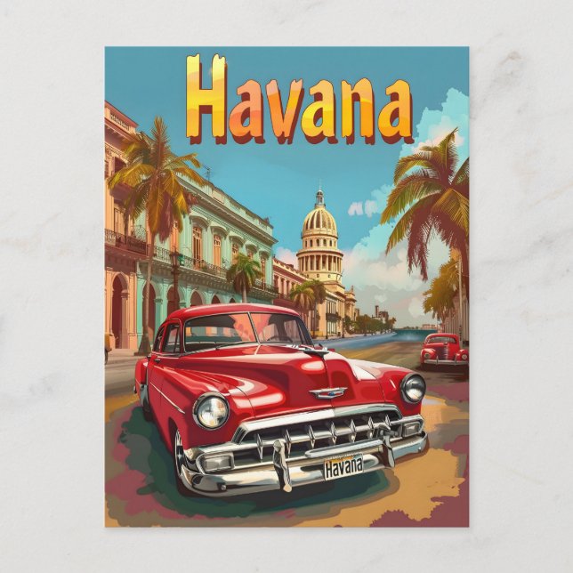 Carte Postale Havana Dreams : Croisière en voiture d'époque (Devant)