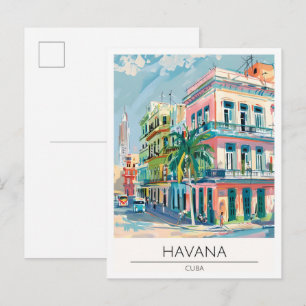 Carte Postale Havane Cuba Illustration d'art vintage Voyage