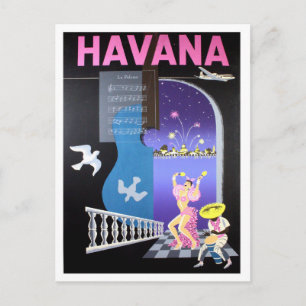 Carte Postale Havane, Cuba, soirées dansantes, compagnie aérienn