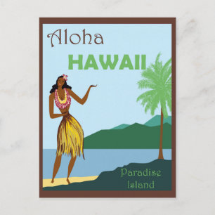 Carte Postale Hawaii Aloha Hula Dancer Vintage voyage