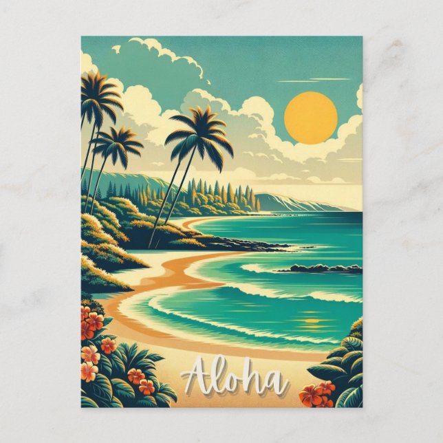 Carte Postale Hawaii Beach Scène Aloha Hawaiian Souvenir Cadeaux (Devant)