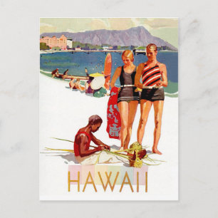 Carte Postale Hawaii, couple en vacances sur la côte