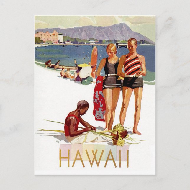 Carte Postale Hawaii, couple en vacances sur la côte (Devant)