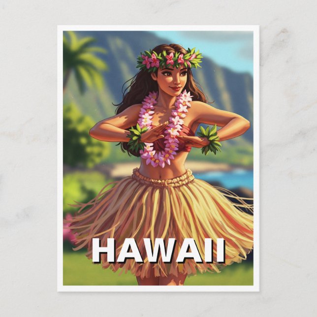 Carte Postale Hawaii Hula Dancer Voyage (Devant)