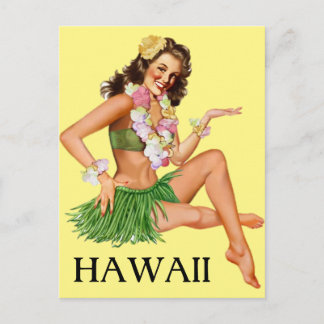 Carte Postale HAWAII Hula, fille à épingle vintage