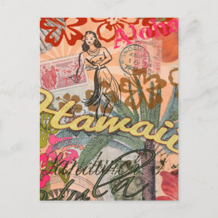 Carte Postale Hawaii Hula Fleur Voyage Vintage