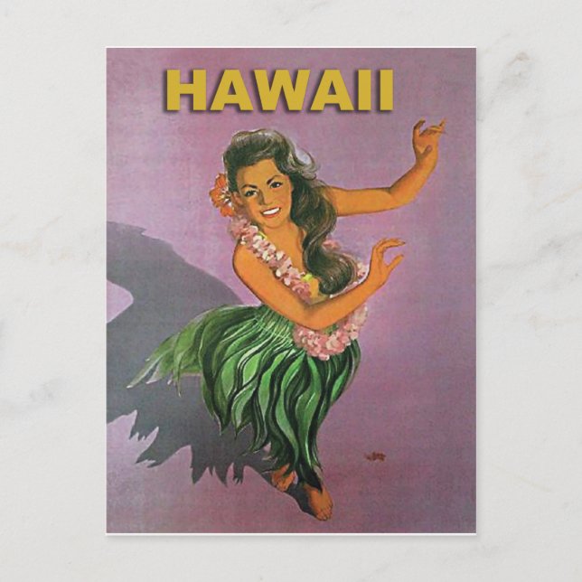 Carte Postale Hawaii, Hula girl danse traditionnelle, voyage vin (Devant)