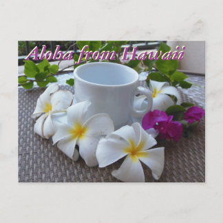 Carte Postale Hawaii Kona café et plumérias