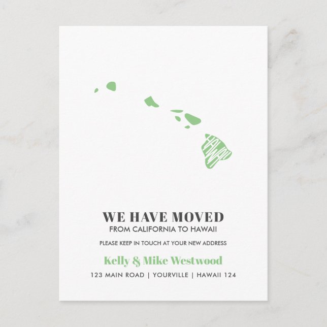 Carte Postale HAWAII Nous avons déménagé Nouvelle adresse Nouvea (Devant)