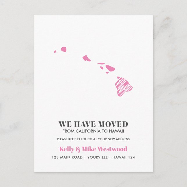 Carte Postale HAWAII Nous avons déménagé Nouvelle adresse Nouvea (Devant)