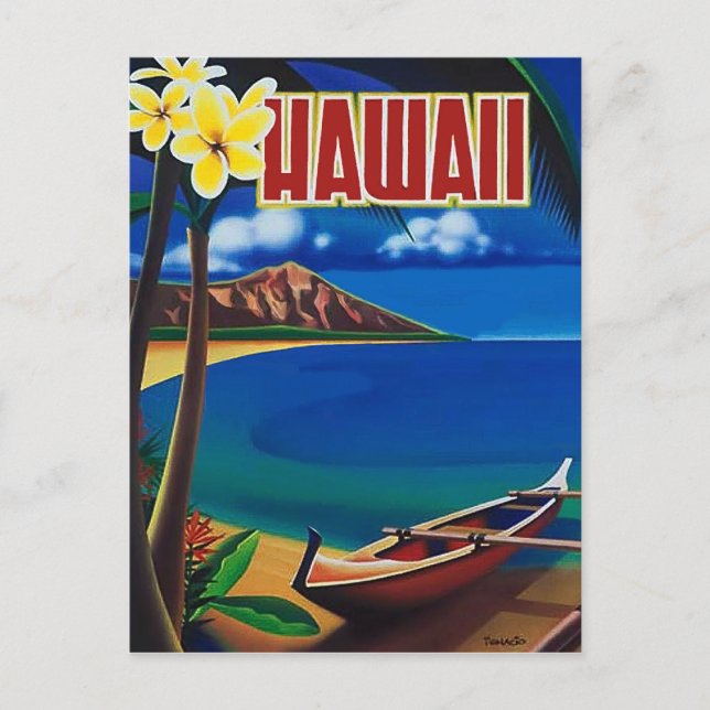 Carte Postale Hawaii, paradis tropical, bateau de pêche sur la c (Devant)