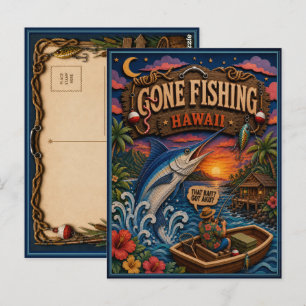 Carte Postale Hawaii Parti à la Pêche Espadon Bleu