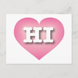 Carte Postale Hawaii Pink Fade Heart - J'aime HI