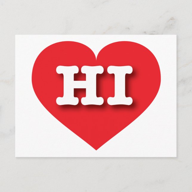 Carte Postale Hawaii Red Heart - J'aime HI (Devant)