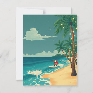 Carte Postale Hawaii Surf Père Noël Tropical Beach Holiday Trave