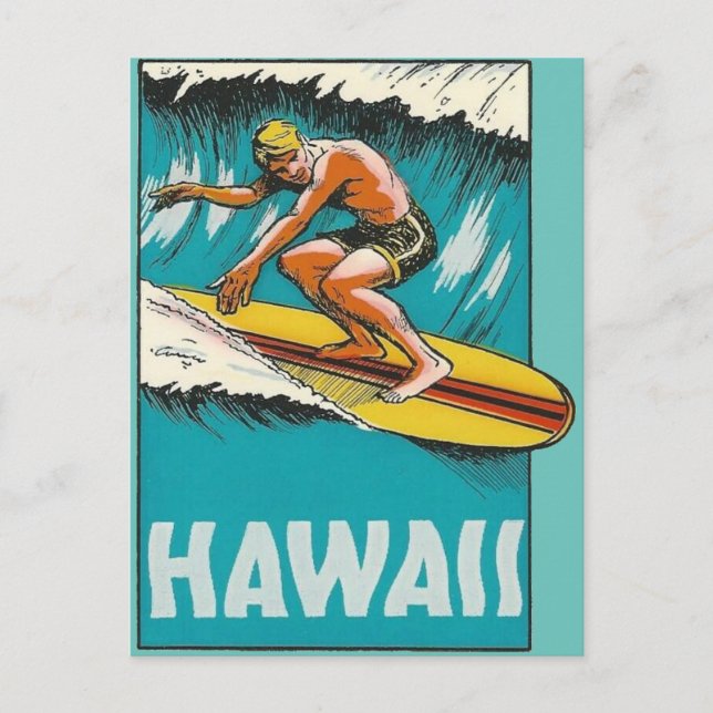 Carte postale Hawaii Surfing (Devant)