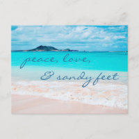 Hawaii Tropical Beach Peace Love Sandy Pieds Scrip